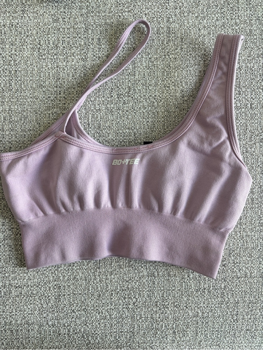 Bo + Tee Pink Ribbed Sports Bra